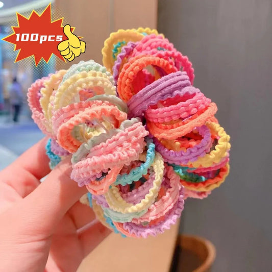 100pcs Candy Color Elastic Hair Bands Sweet Style Girls Hair Accessories