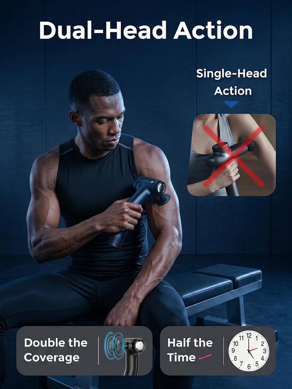 Dual-Head Percussion Massage Gun for Full Body Muscle Recovery