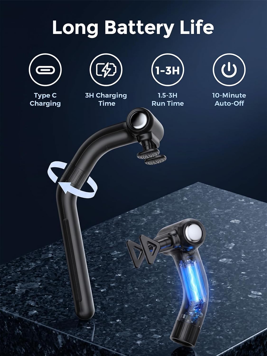 Dual-Head Percussion Massage Gun for Full Body Muscle Recovery - 12