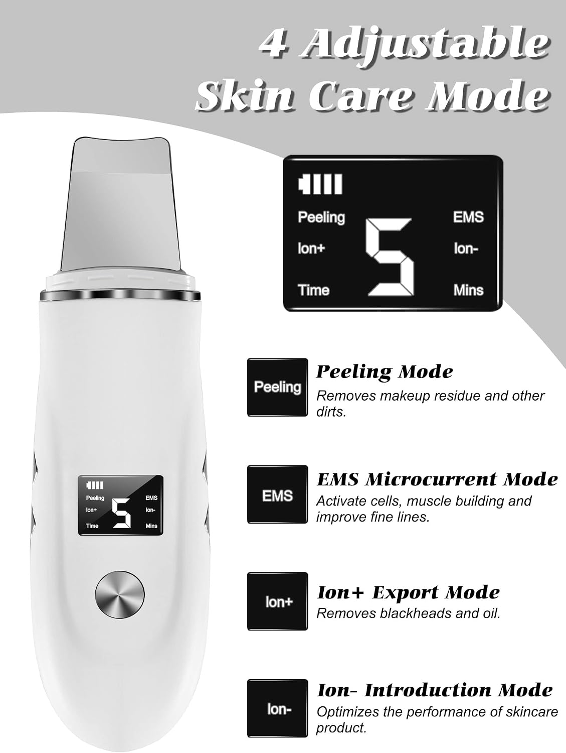 4-in-1 Ultrasonic Facial Skin Scrubber and Pore Cleaner - 8