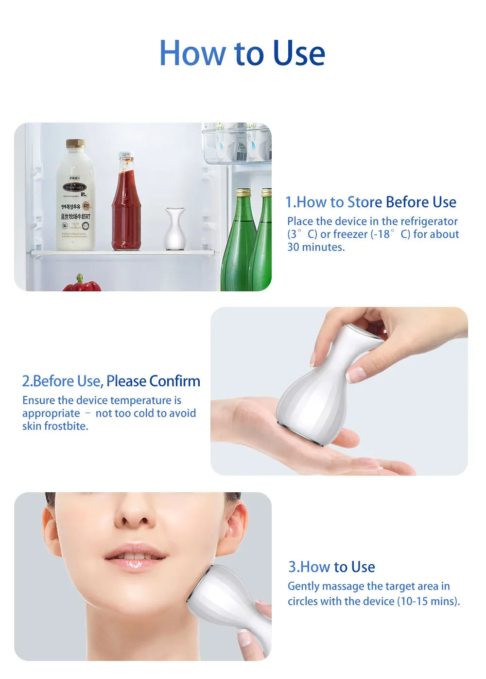 Handheld Facial Ice Roller for Skin Tightening and Depuffing
