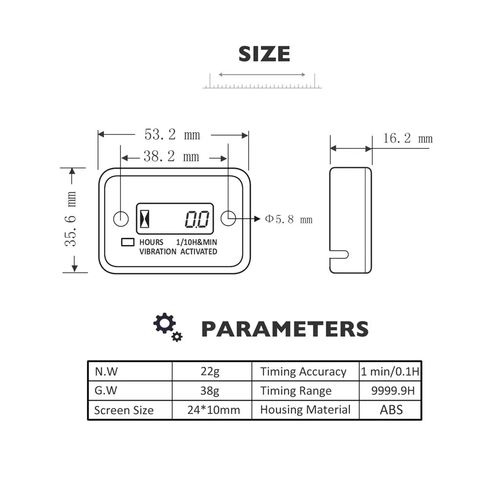 Digital Vibration Engine Hour Meter for Maintenance Tracking - 7