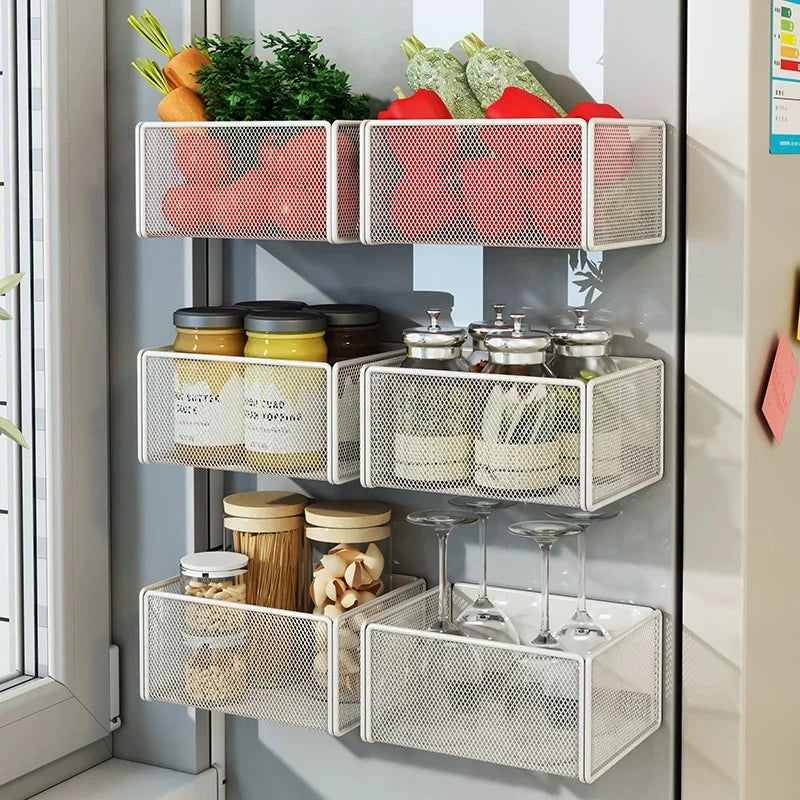 Magnetic Refrigerator Storage Basket for Kitchen Organization - 1