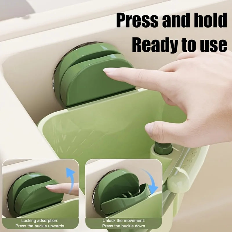 Corner Kitchen Sink Drain Basket with Suction Cup