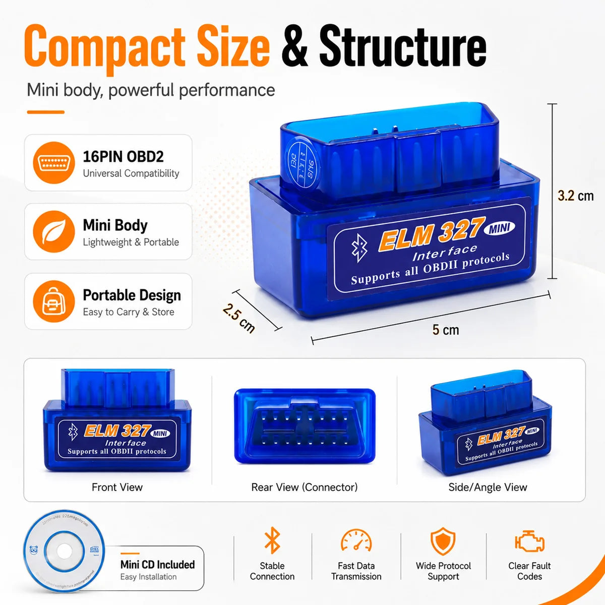 Wireless Bluetooth OBD2 Car Diagnostic Fault Code Scanner - 11