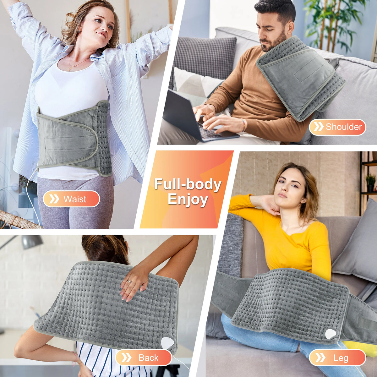 Electric Heated Lumbar Support Back Belt for Pain Relief