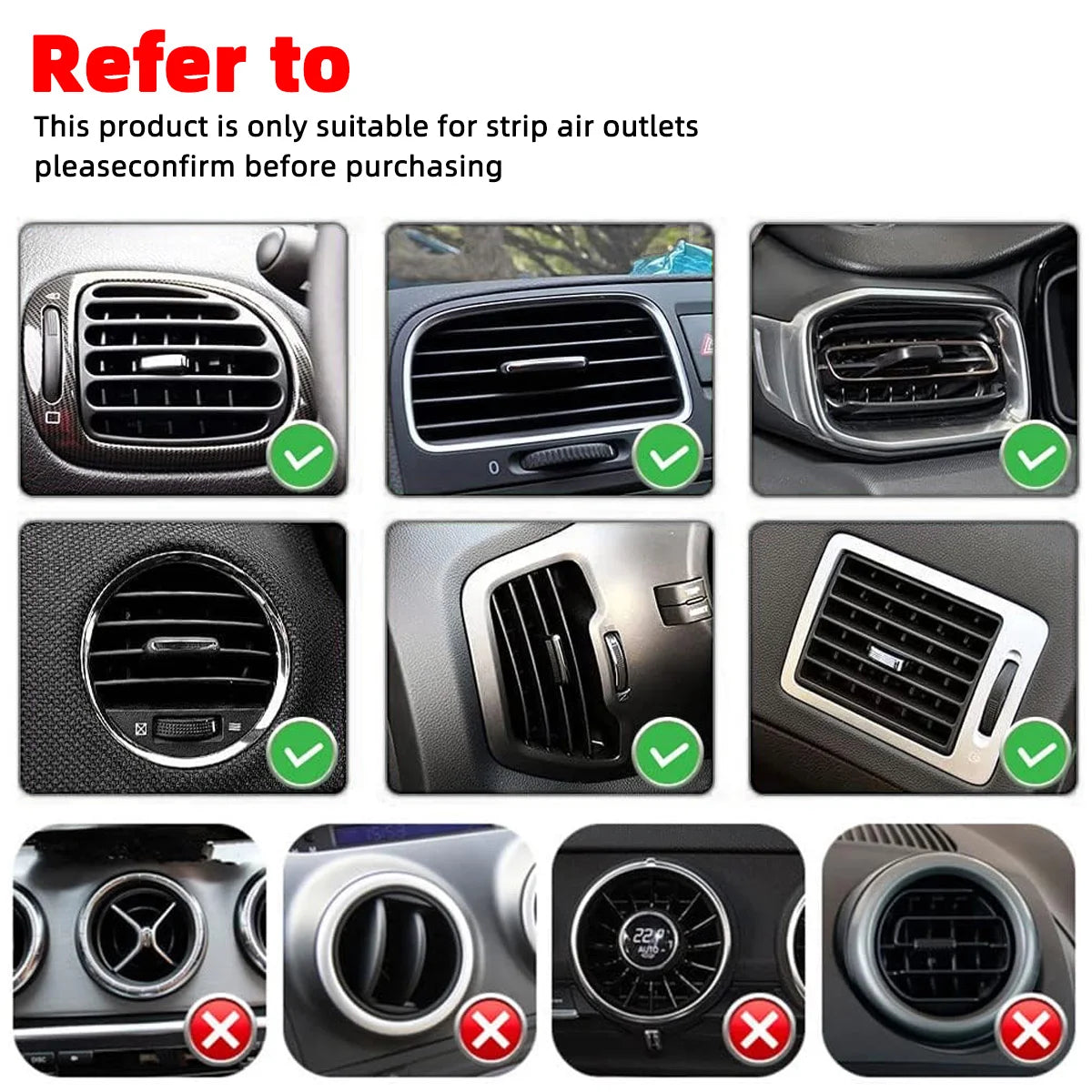 10 Pcs Car Air Vent Decoration Strips U Shaped Interior Trim Styling - 10