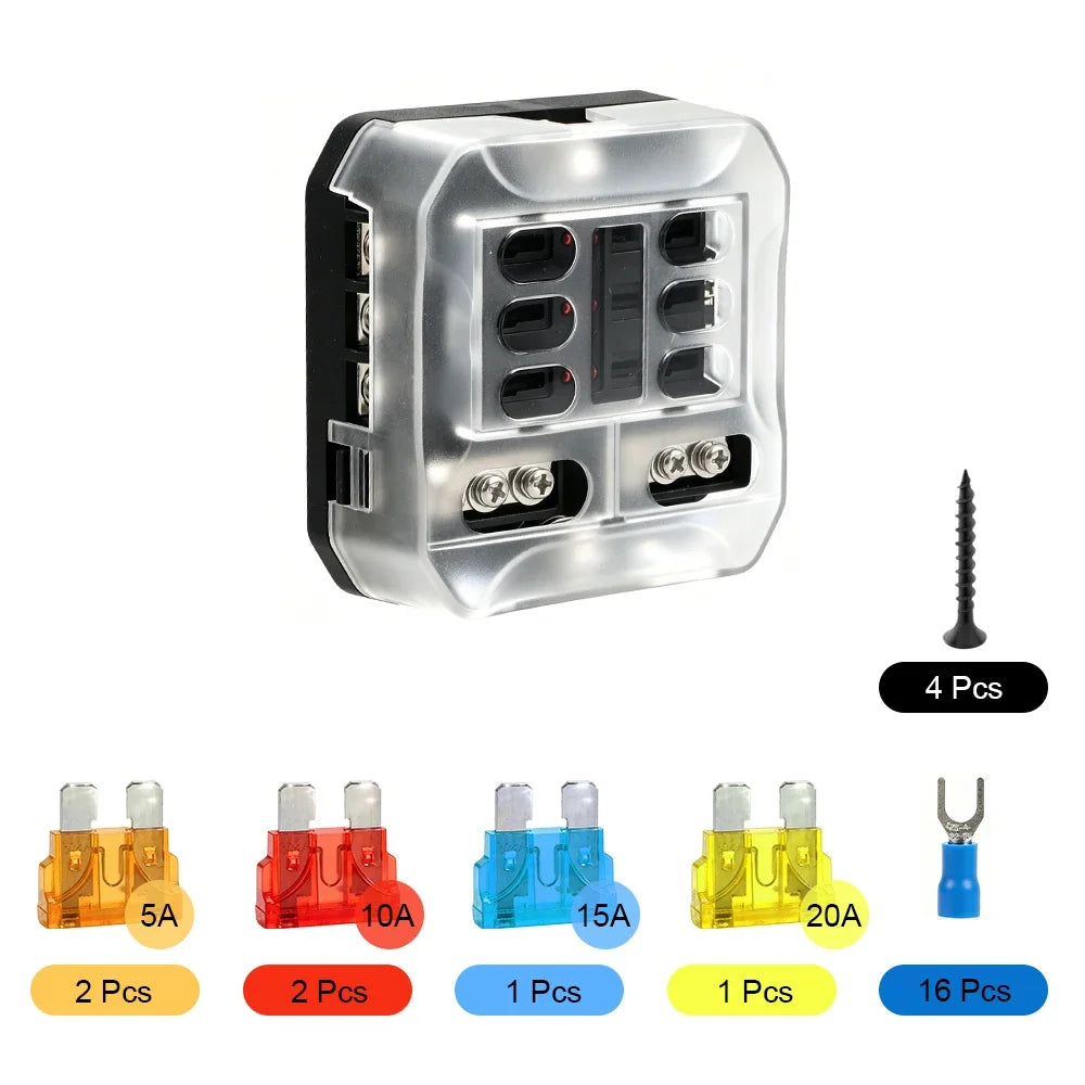 Waterproof Blade Fuse Box with LED Indicator for Automotive and Marine - 17