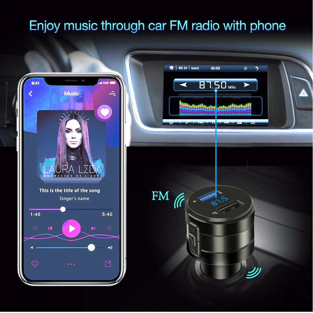 Bluetooth FM Transmitter and Dual USB Car Charger