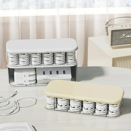 Desktop Cable Organizer Box with Wire Ties
