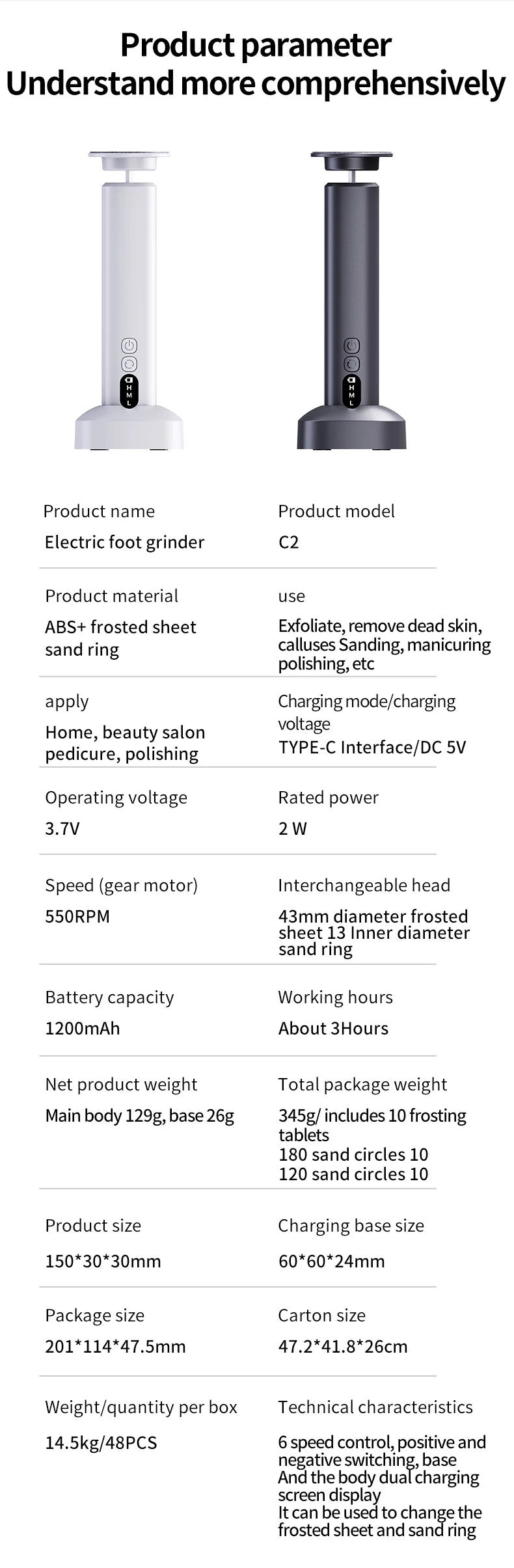 Electric Cordless Foot Callus Remover with 6 Adjustable Speeds - 19