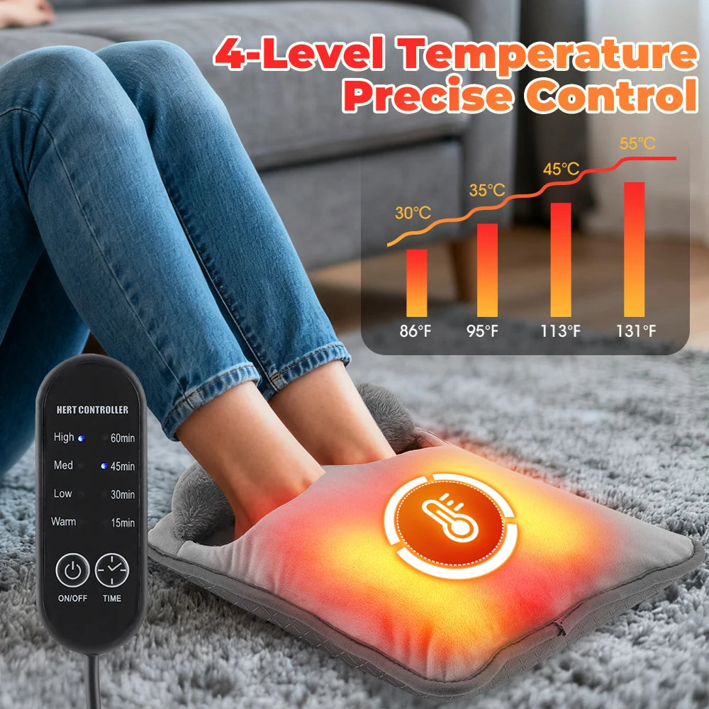 Electric Heated Foot Warmer with 4-Level Temperature and Timer - 2