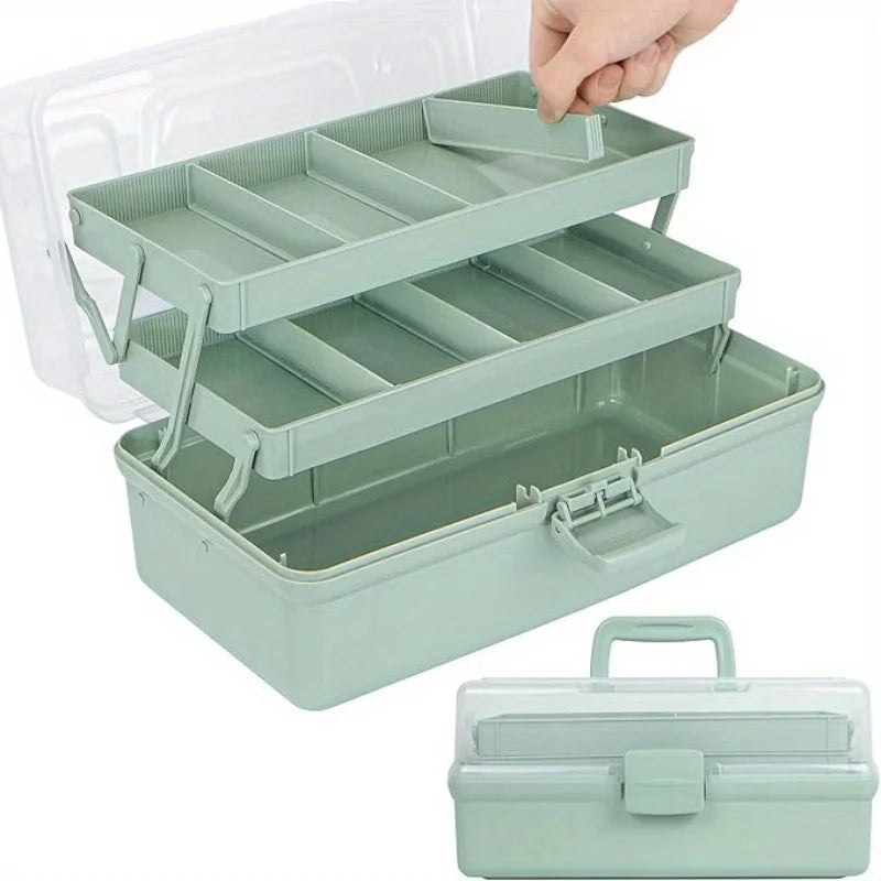 3-Layer Portable Craft and Art Supply Organizer with Adjustable Spacers - 4