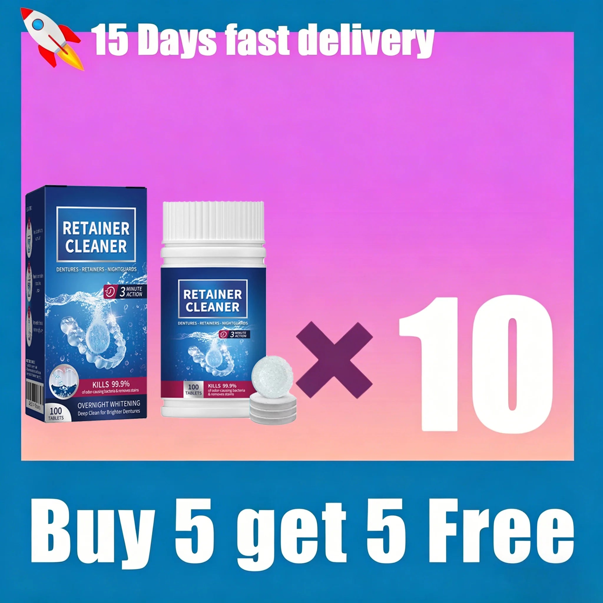 Denture and Retainer Cleaning Tablets for Deep Stain Removal - 8