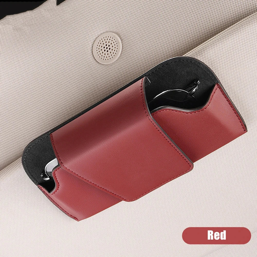 Leather Car Sun Visor Sunglasses Holder Case - 7