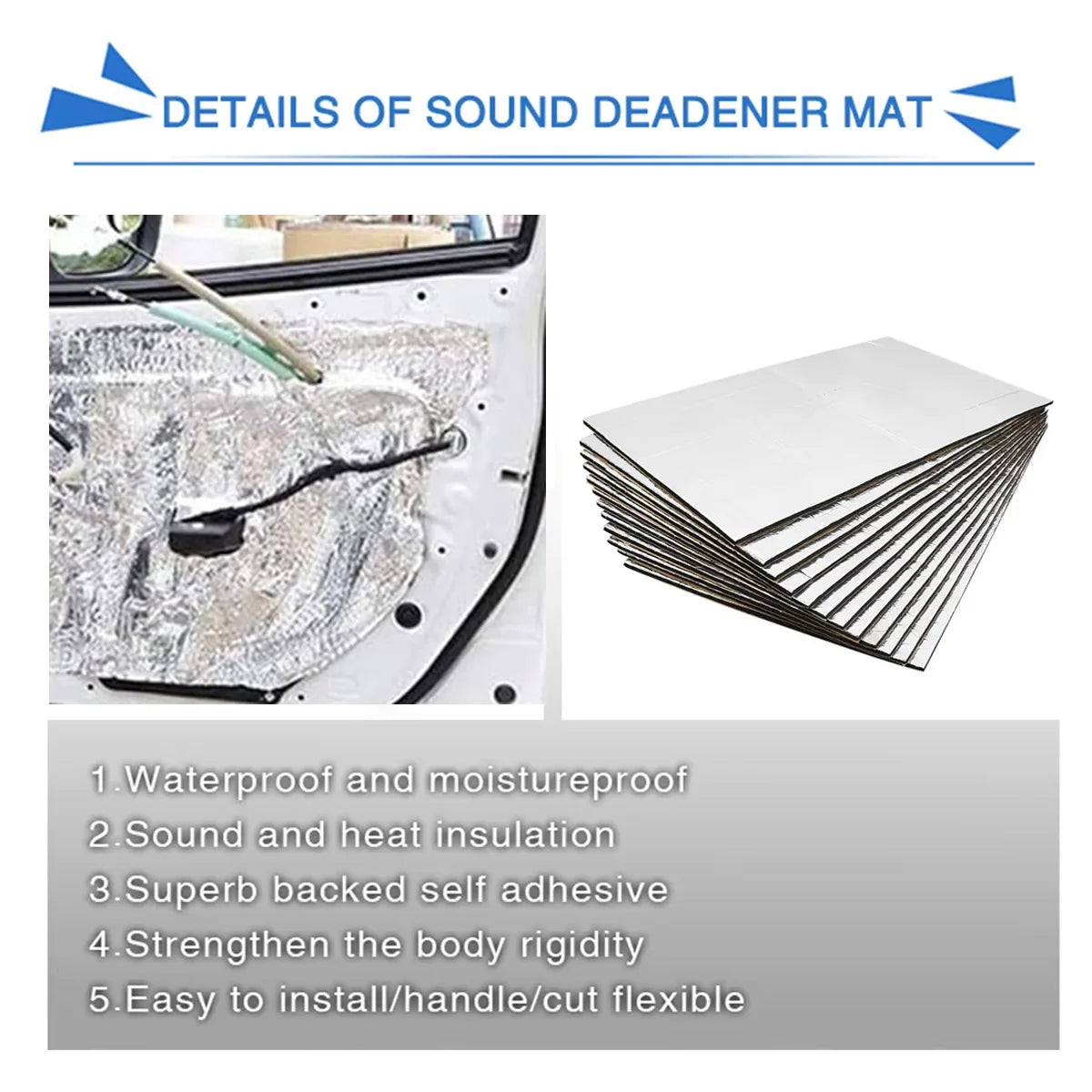 Car Sound Deadener Heat Insulation Mat Foil Soundproof Cotton Pad - 4