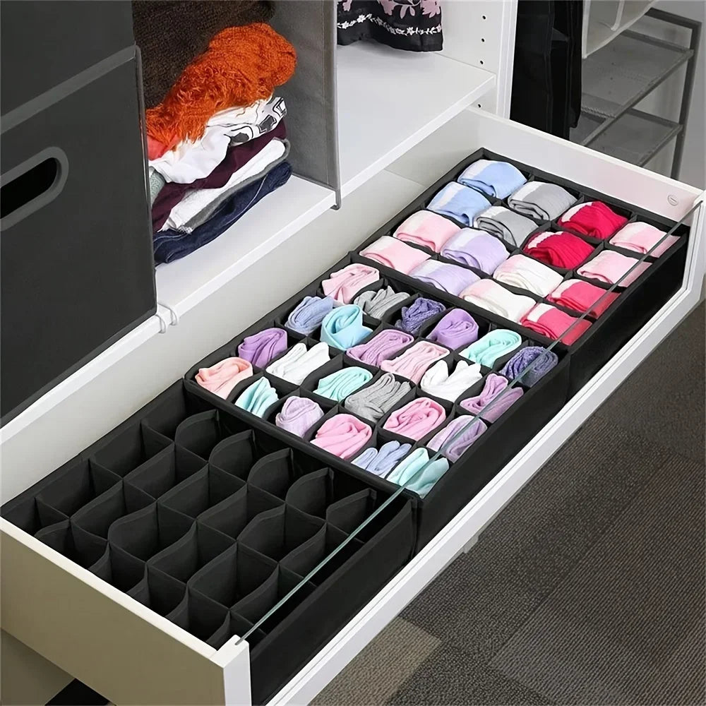 Foldable 24-Compartment Drawer Organizer for Underwear and Socks