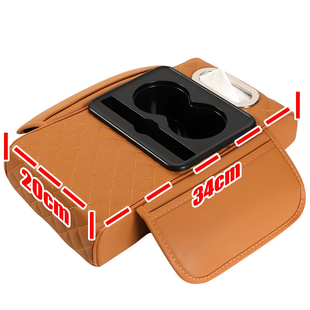 Multifunctional Car Armrest Organizer with Cup Holder and Storage