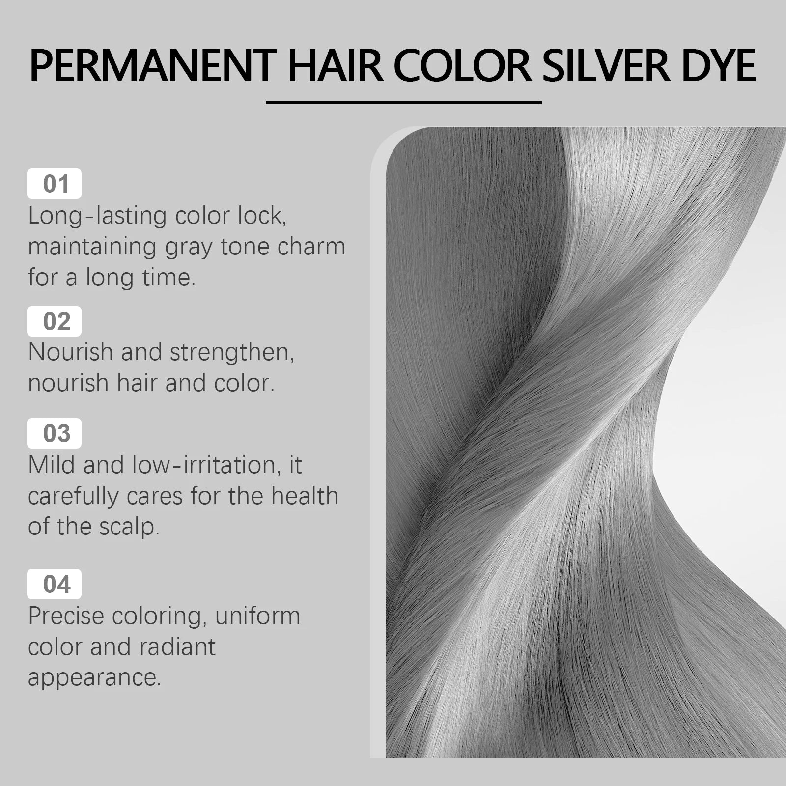 Permanent Silver Gray Hair Dye Cream - 11