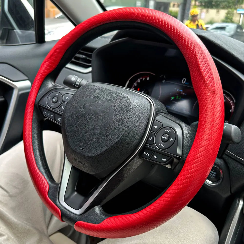 Carbon Fiber Non-Slip Car Steering Wheel Cover - 7