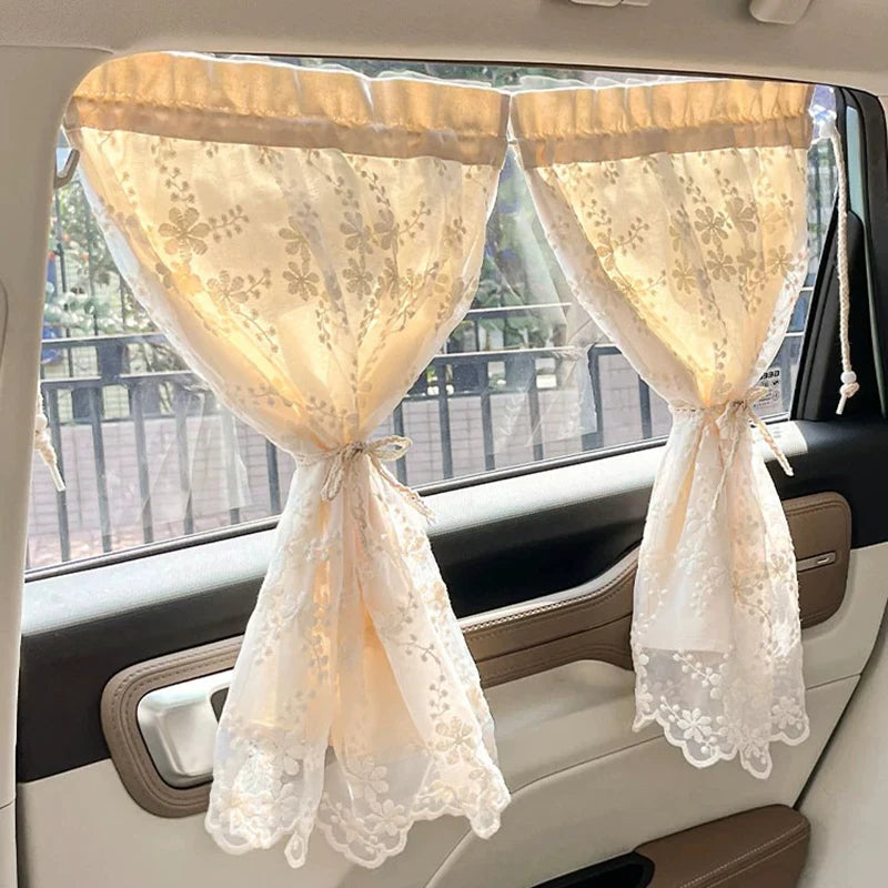 Floral Print Retractable Car Window Sunshade - 2