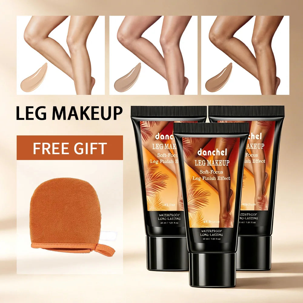 Waterproof Body Foundation and Leg Makeup with Applicator Glove - 1