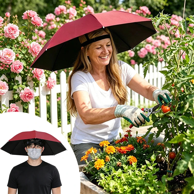 Hands-Free Head Mounted Umbrella Cap for Outdoor Activities - 1