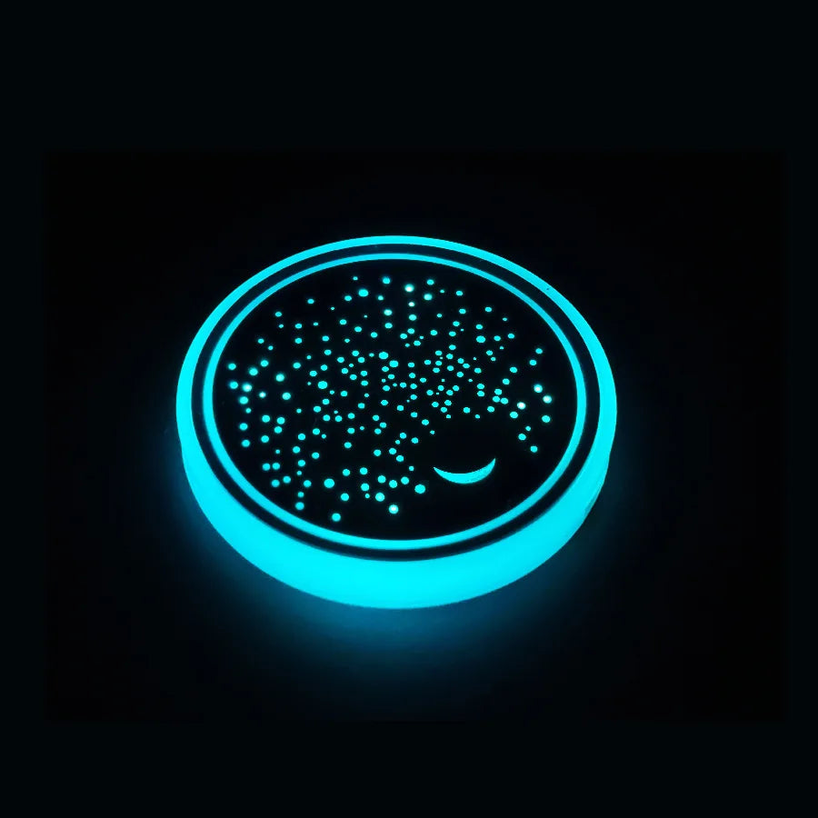 7-Color LED Car Cup Holder Coaster with Motion Sensor - 19