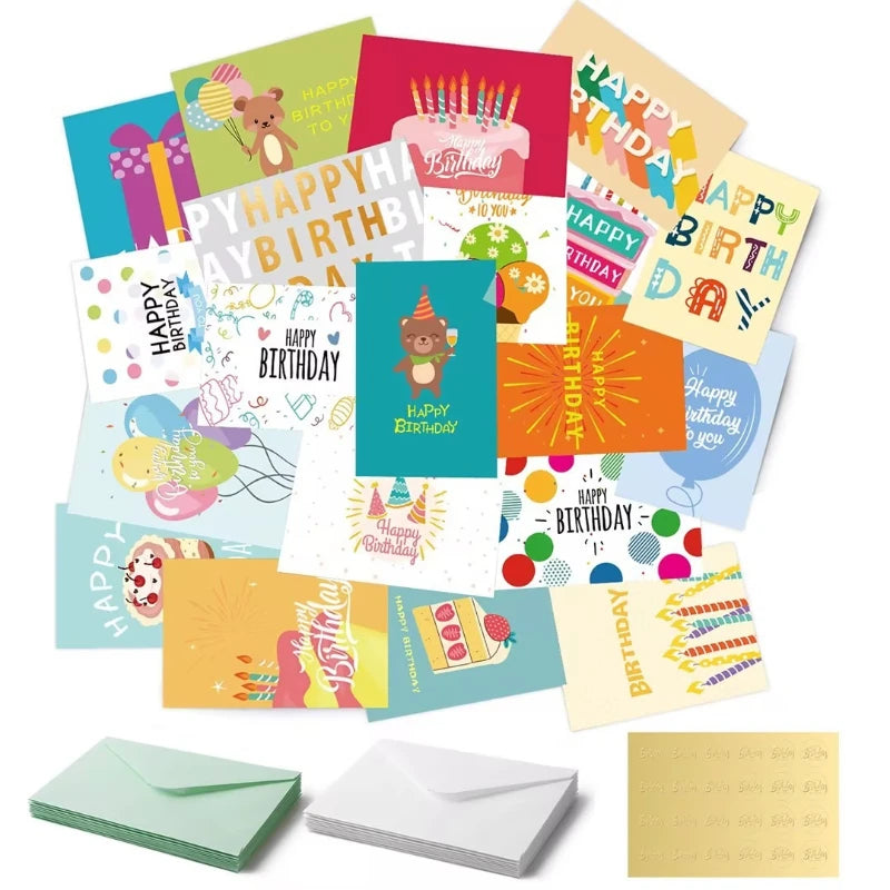 Festive Birthday Greeting Card Set with Envelopes - 1