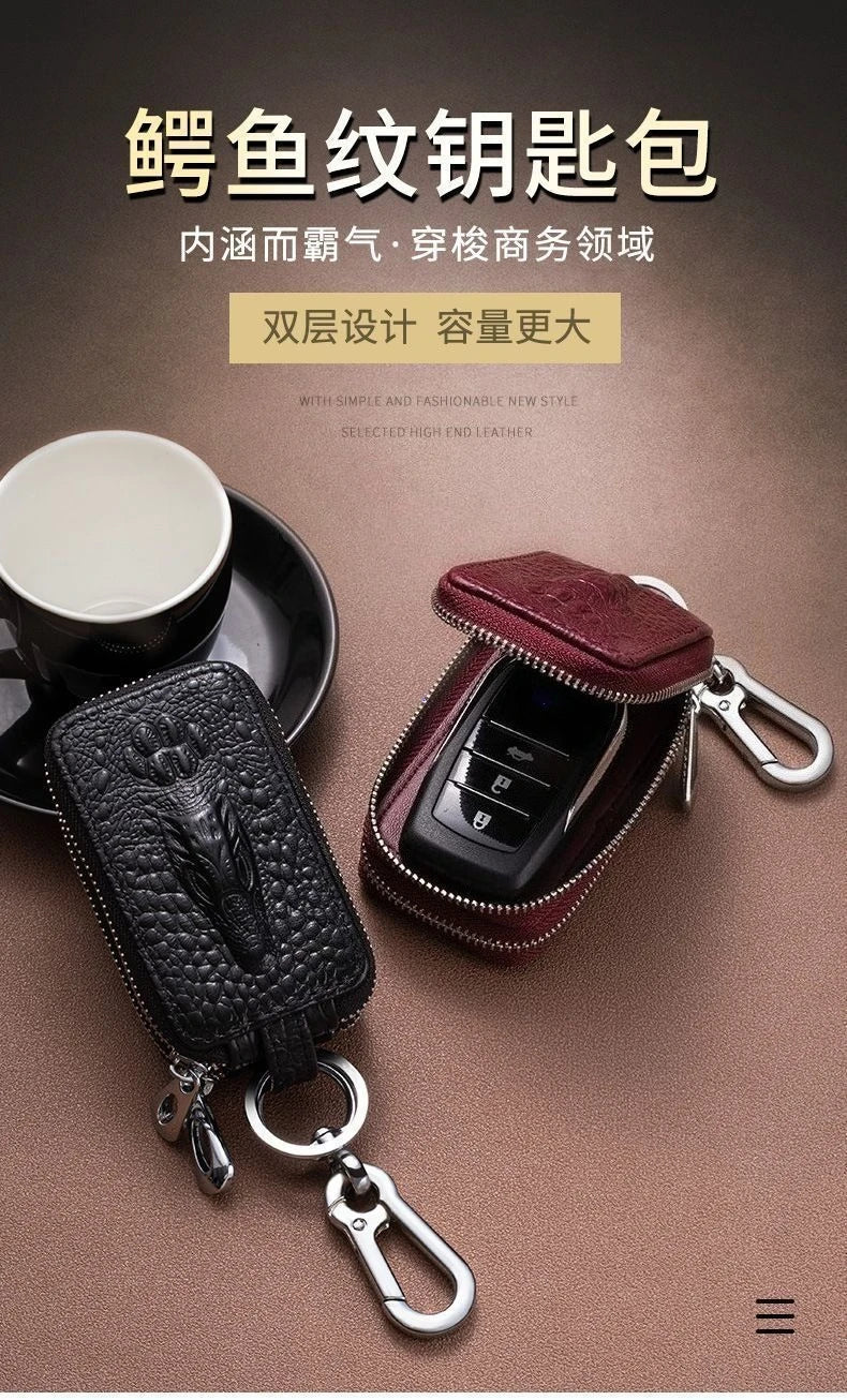Leather Car Key Case with Waist Clip - 7
