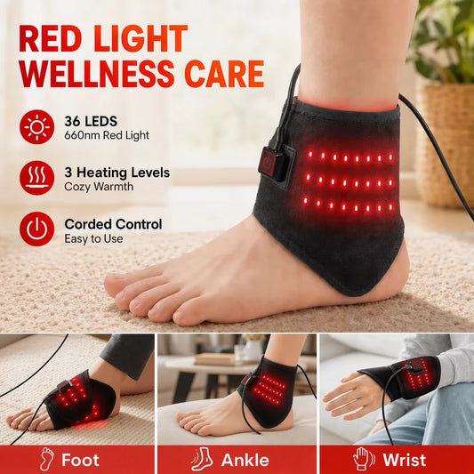 3-in-1 Red Light Therapy Heating Wrap for Ankle, Wrist and Foot