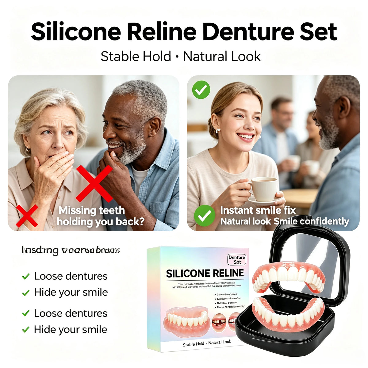 Comfort Fit Silicone Dentures for Instant Smile Restoration