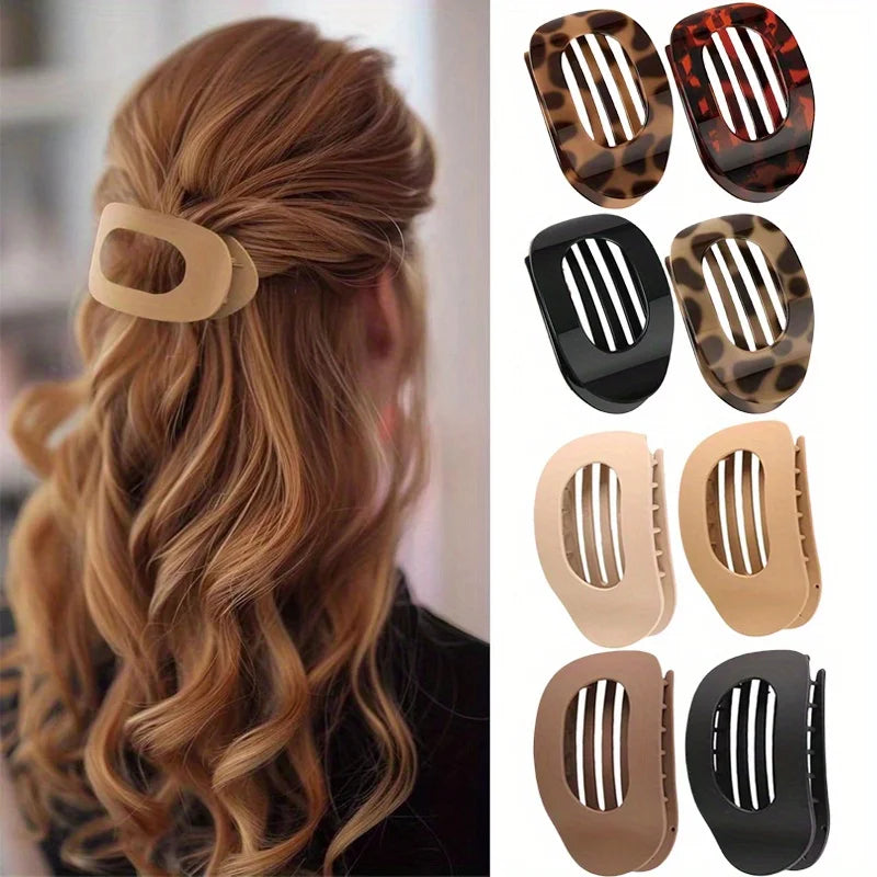 Matte Oval Flat Hair Clips for Women