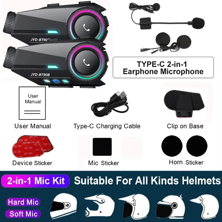 Bluetooth 5.4 Motorcycle Helmet Headset with 1080P Camera Intercom - 19