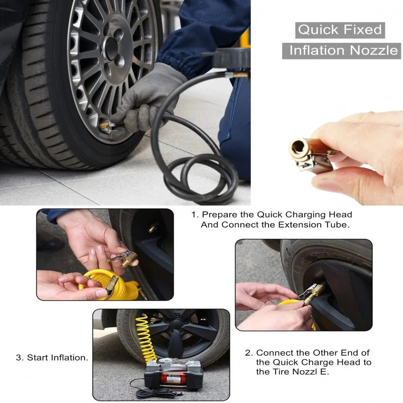 Brass Locking Tire Air Chuck Clip Adapter for Car and Bike - 5