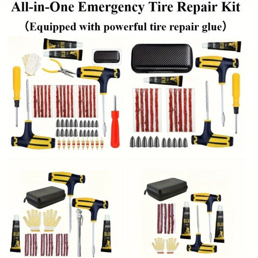 Emergency Tire Puncture Repair Kit for Cars and Motorcycles