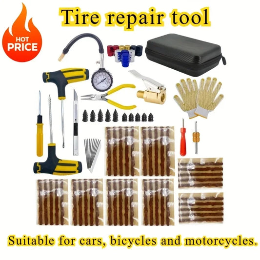Emergency Tire Repair Kit for Cars, Motorcycles and Bicycles