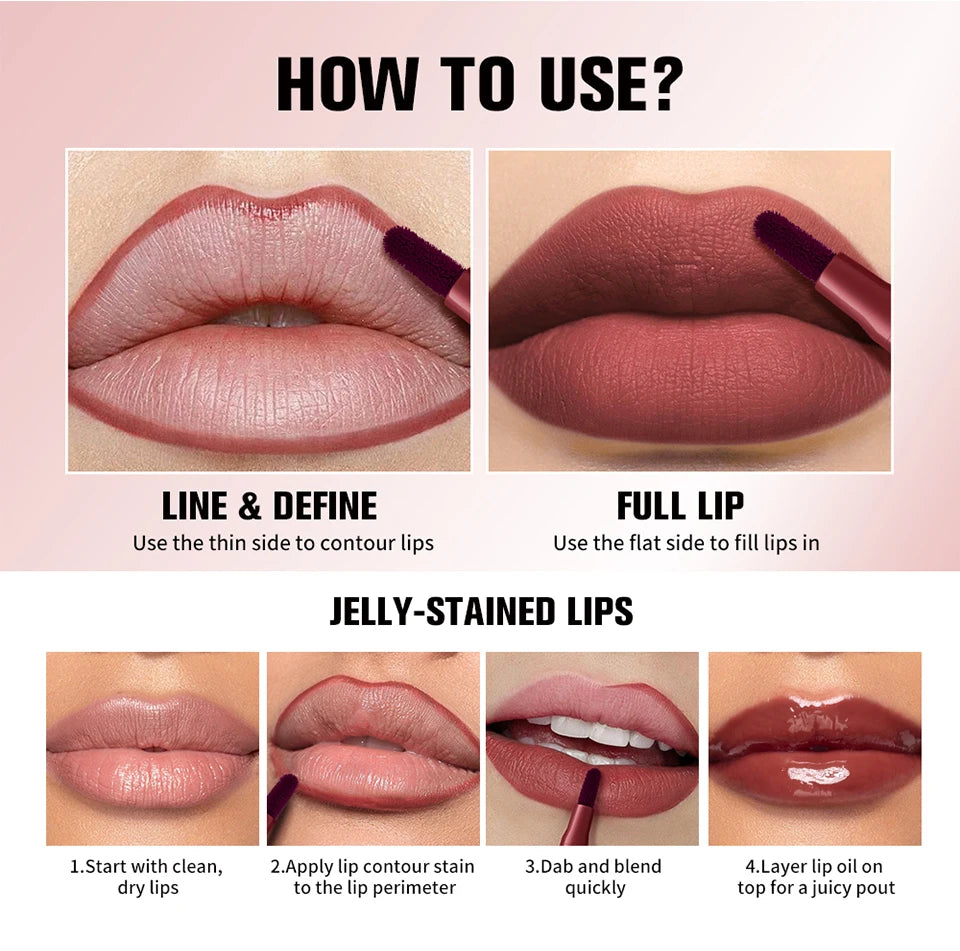 Waterproof Long-Lasting Felt-Tip Lip Liner Stain