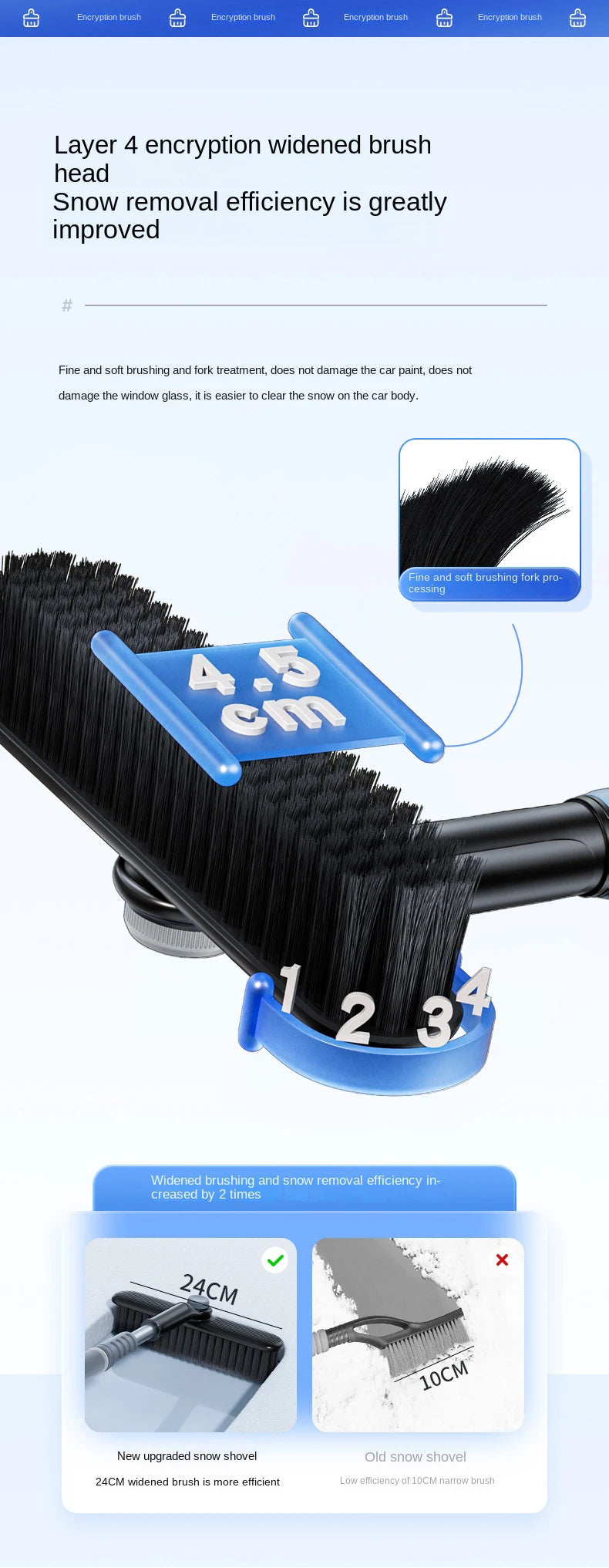 Retractable Car Snow Brush and Ice Scraper for Winter - 9