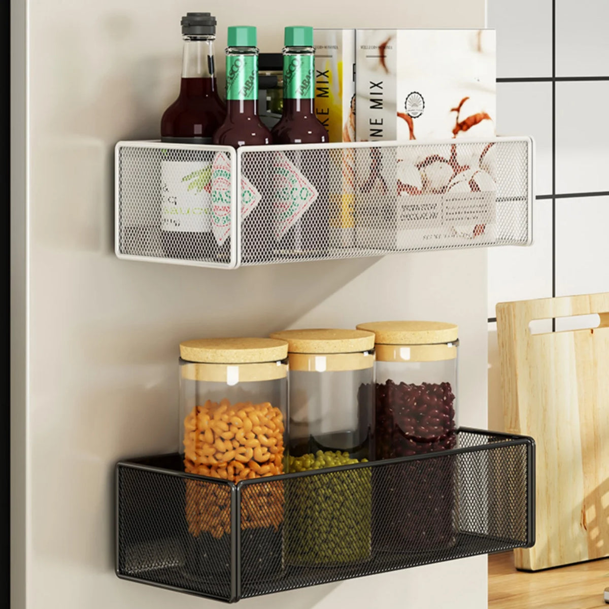 Magnetic Refrigerator Storage Basket for Kitchen Organization