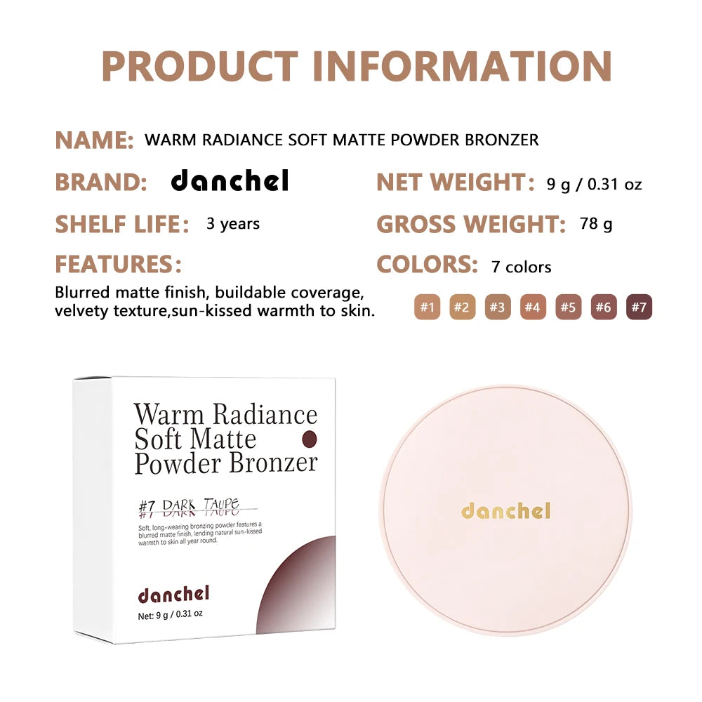 Buildable Matte Pressed Bronzer Powder for Natural Face Contouring