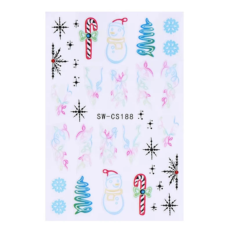 3D Christmas Cartoon Self-Adhesive Nail Art Decal Stickers