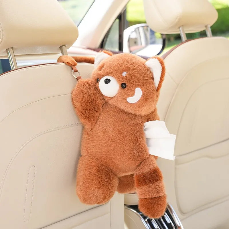 Cute Cartoon Plush Car Tissue Holder Hanging Organizer