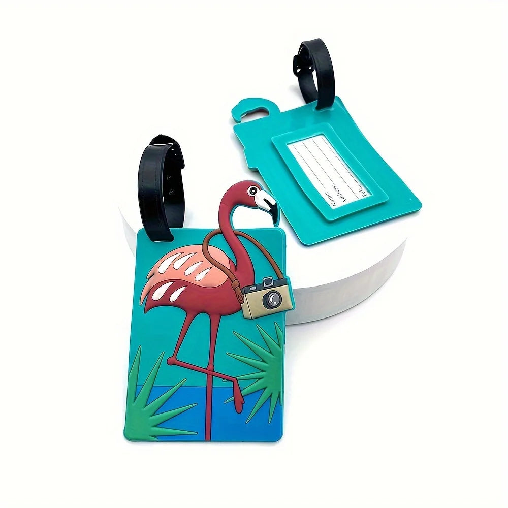 Cute Flamingo Luggage Tag Travel Bag Identifier and ID Holder - 3