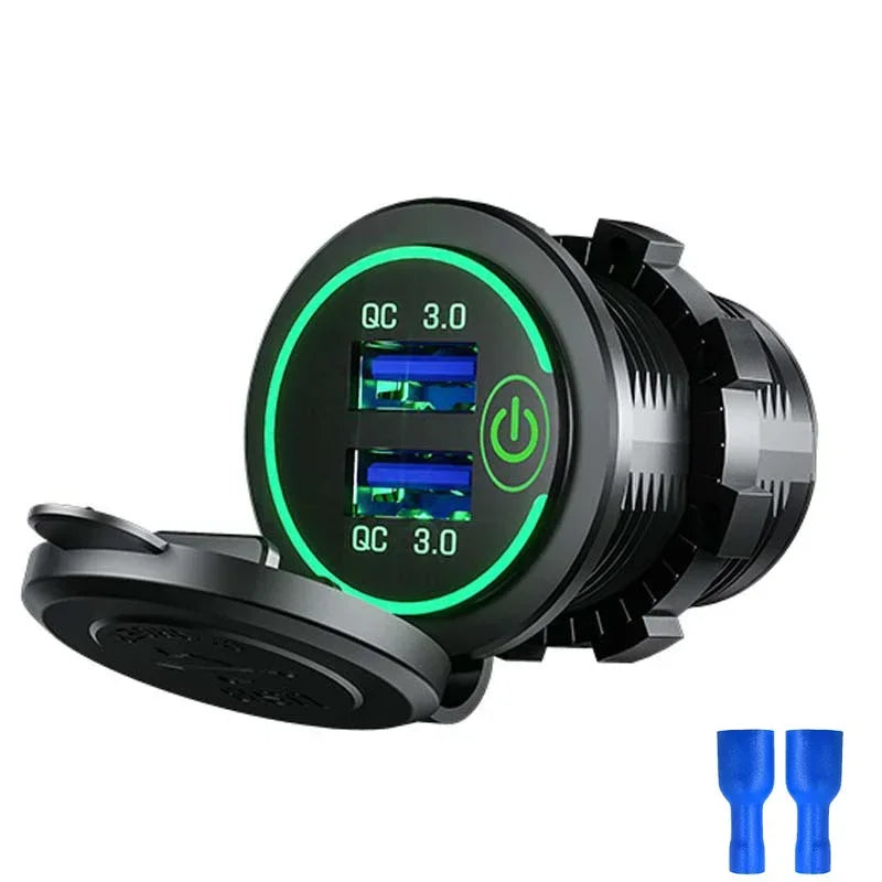 Dual USB Fast Car Charger Socket with Touch Switch