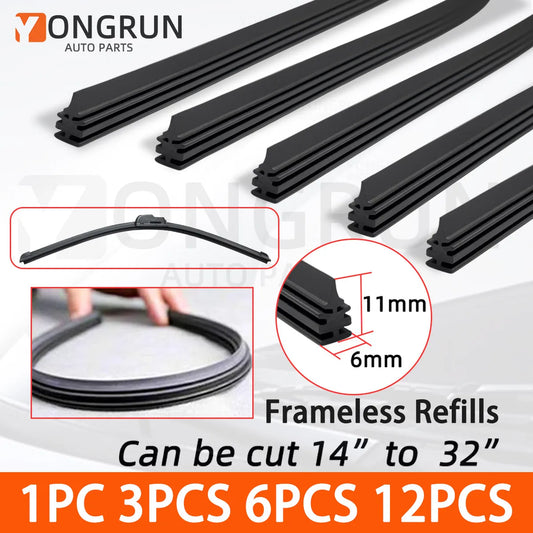 Universal Car Wiper Blade Rubber Refill Strip Frameless Replacement
