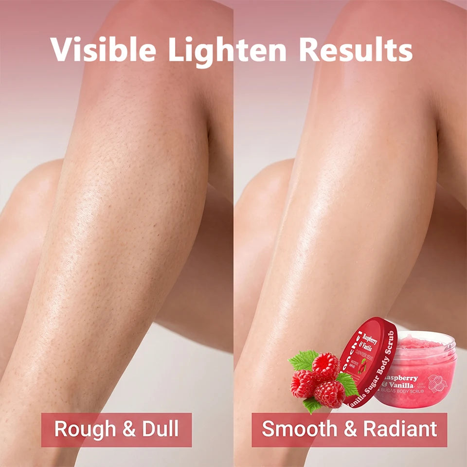 Raspberry Vanilla Sugar Body Scrub for Smooth Exfoliated Skin - 10