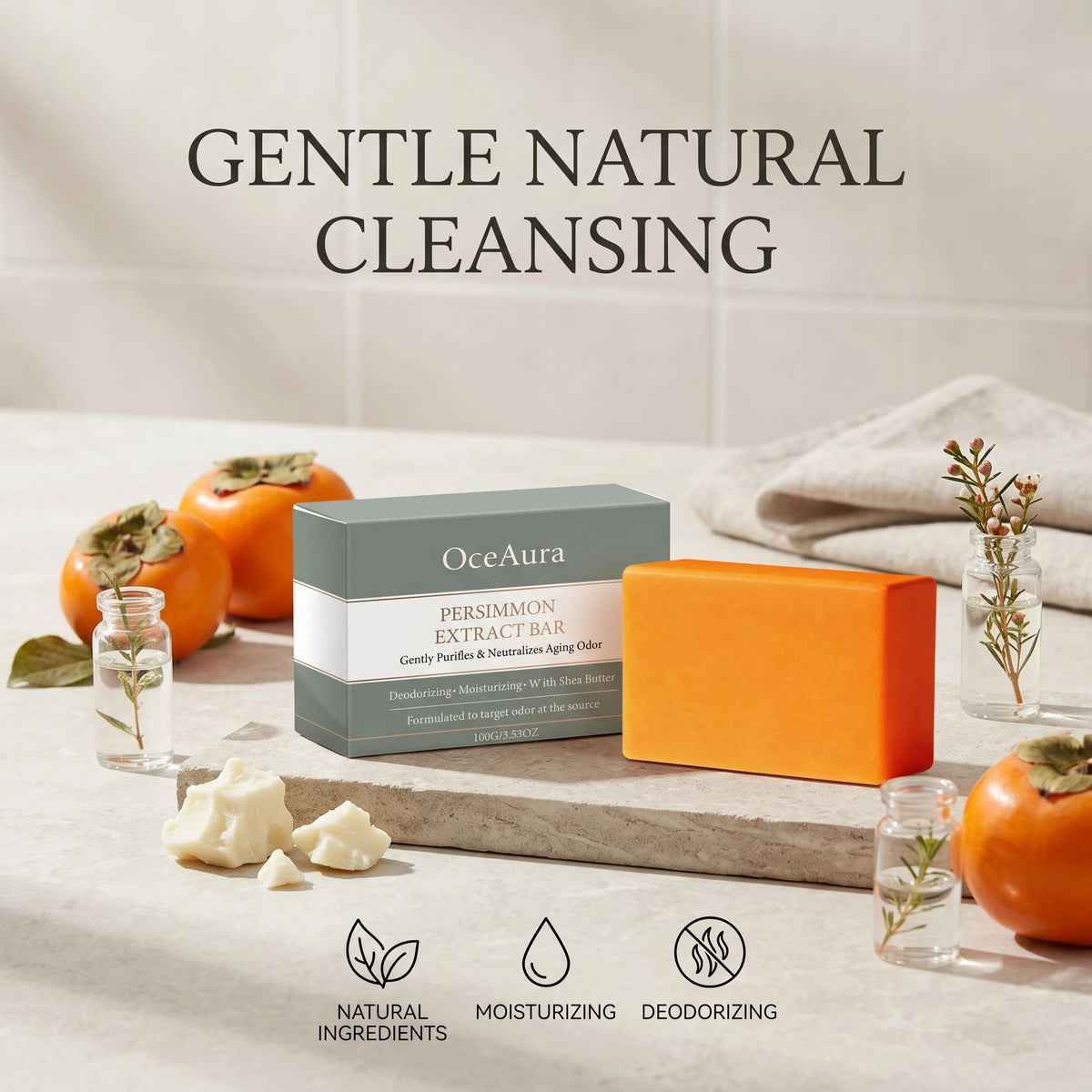 Natural Persimmon Deodorizing Body Soap for Aging Odor