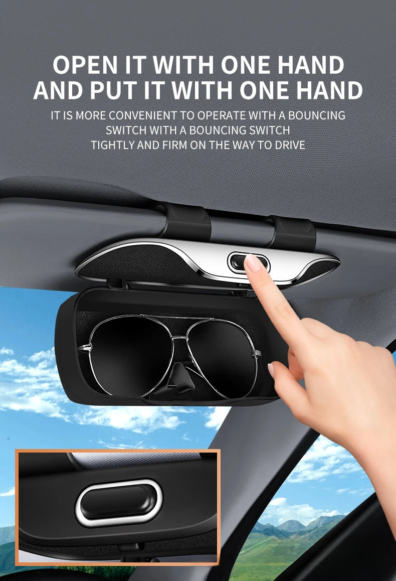 Portable Car Sun Visor Sunglasses Holder Case - 11