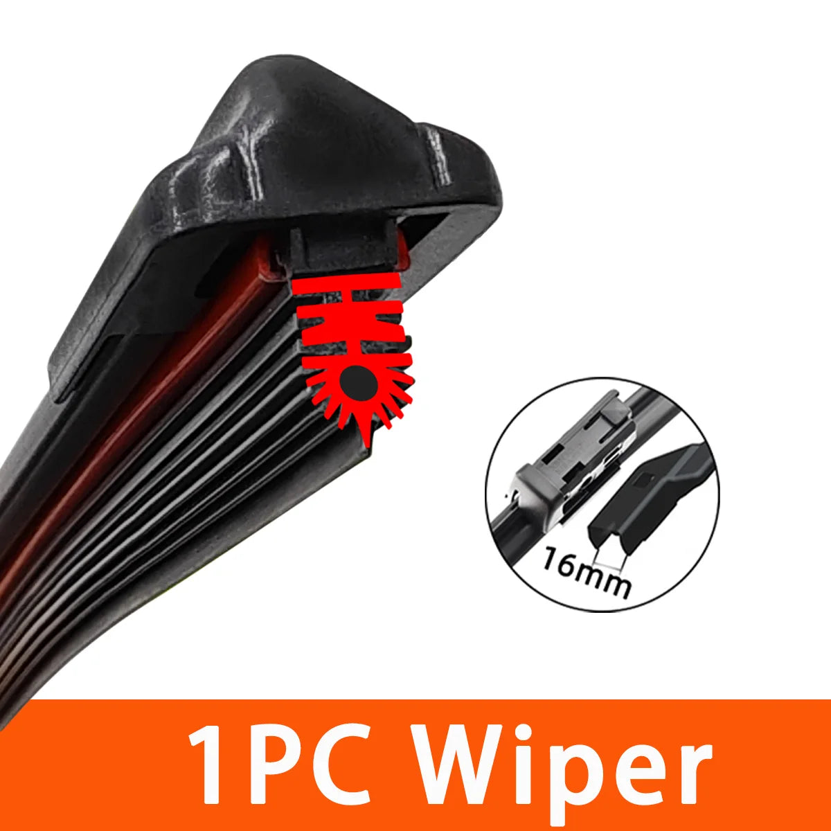 11-Layer Rubber Car Windshield Wiper Blade for 16mm Interface - 7